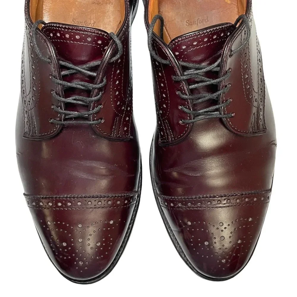 Allen Edmonds SANFORD Burgundy Leather Cap Toe‎ Oxford Dress Shoes 5237 Size 9D
